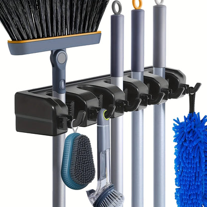 Wall Mounted Mop Holder - 3/4/5 Position Multi-Functional Broom Hanger